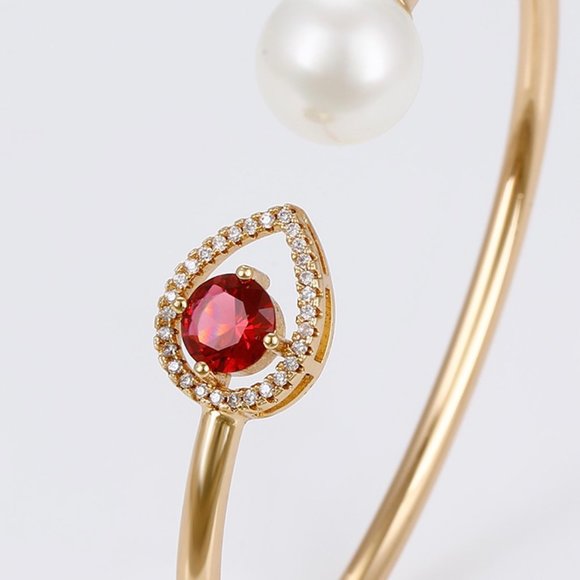 Stunning Amethyst 18KGP Teardrop Bangle - Picture 2 of 7